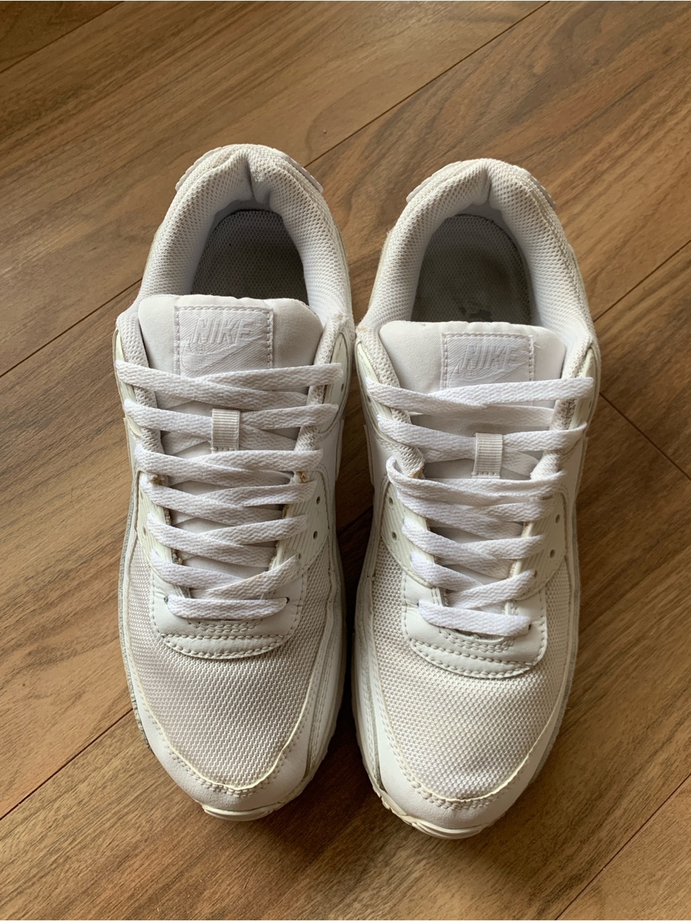 Nike Air Max 90 Triple White Leather Sneakers CN8490-100 Men Size 10.5
